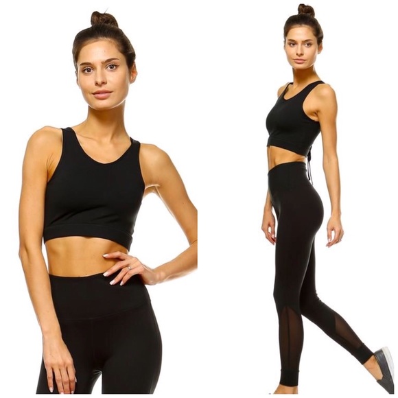 ❗️2 for$20❗️ Black Lace up Back Sports Bra - Picture 3 of 4